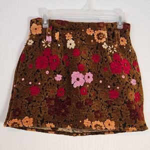 NWT Kimchi Blue Floral Mini Skirt in Brown and Pink